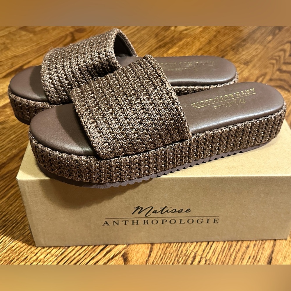 NIB Anthropologie Matisse Montego Platform Slides - Picture 2 of 7